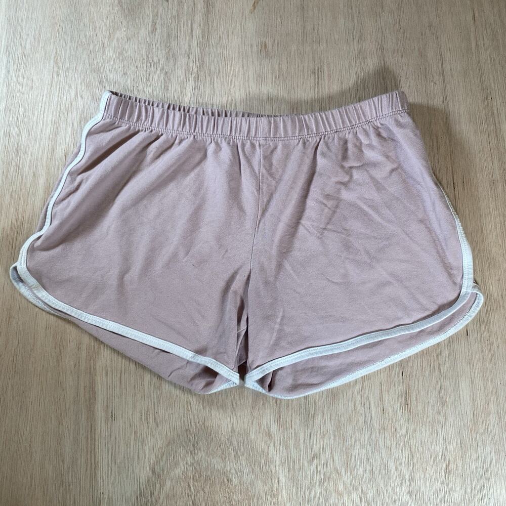 Liz & Sara Pink w/White Accents Retro Y2K Pull On Track Shorts Size Medium